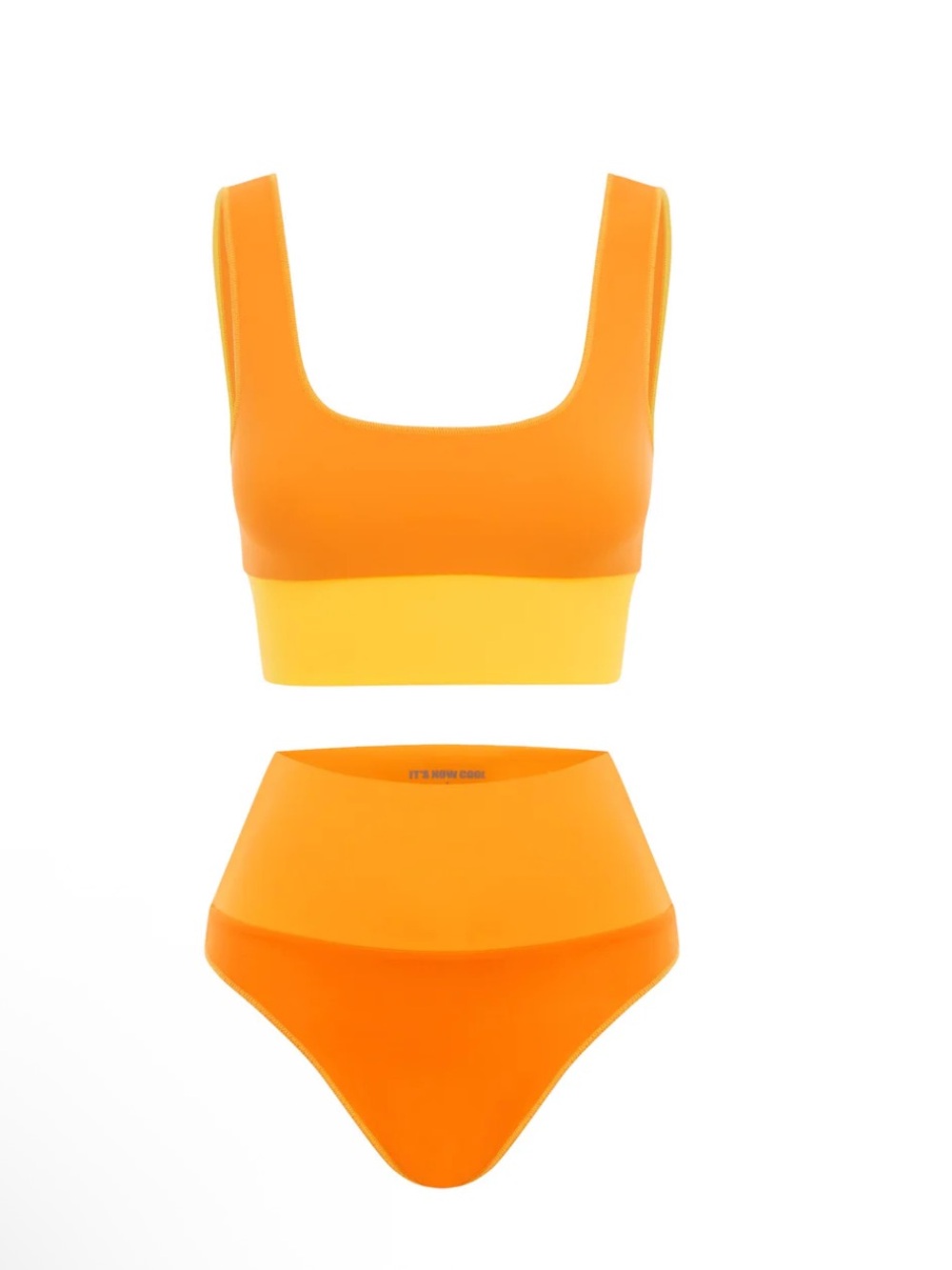 New! It’s Now Cool Colorblock Orange High-Waist Bikini Set - Women Swim